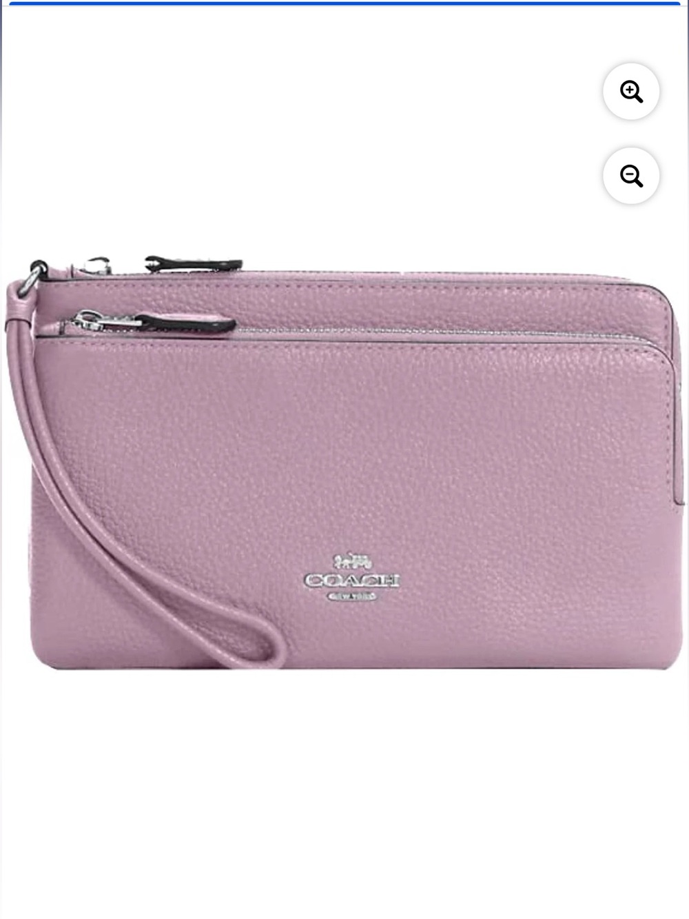 COACH lt purple  Leather double zip Wristlet Clutch nwt